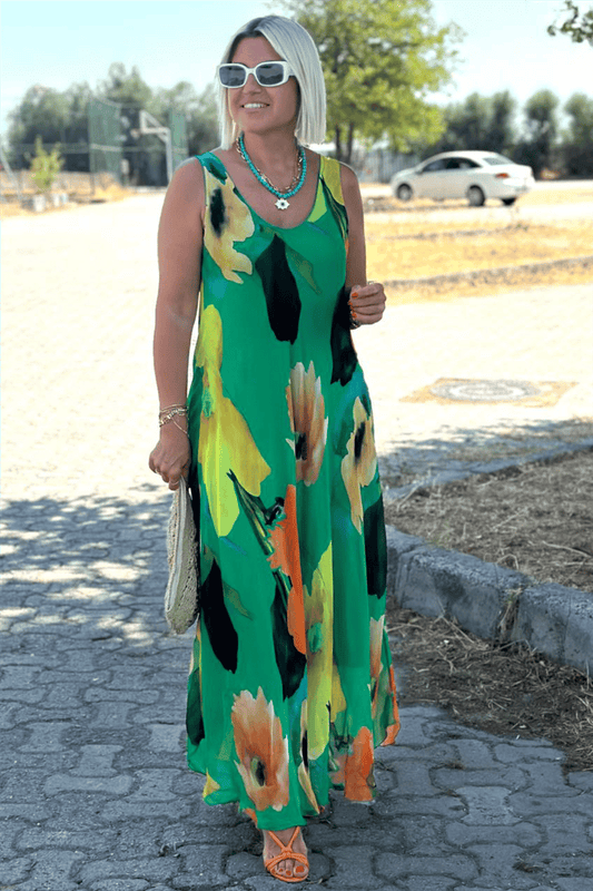 Gėlių rašto maxi suknelė