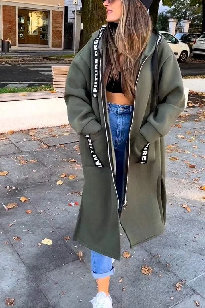 🍂Moteriškas ilgas kardiganas su gobtuvu