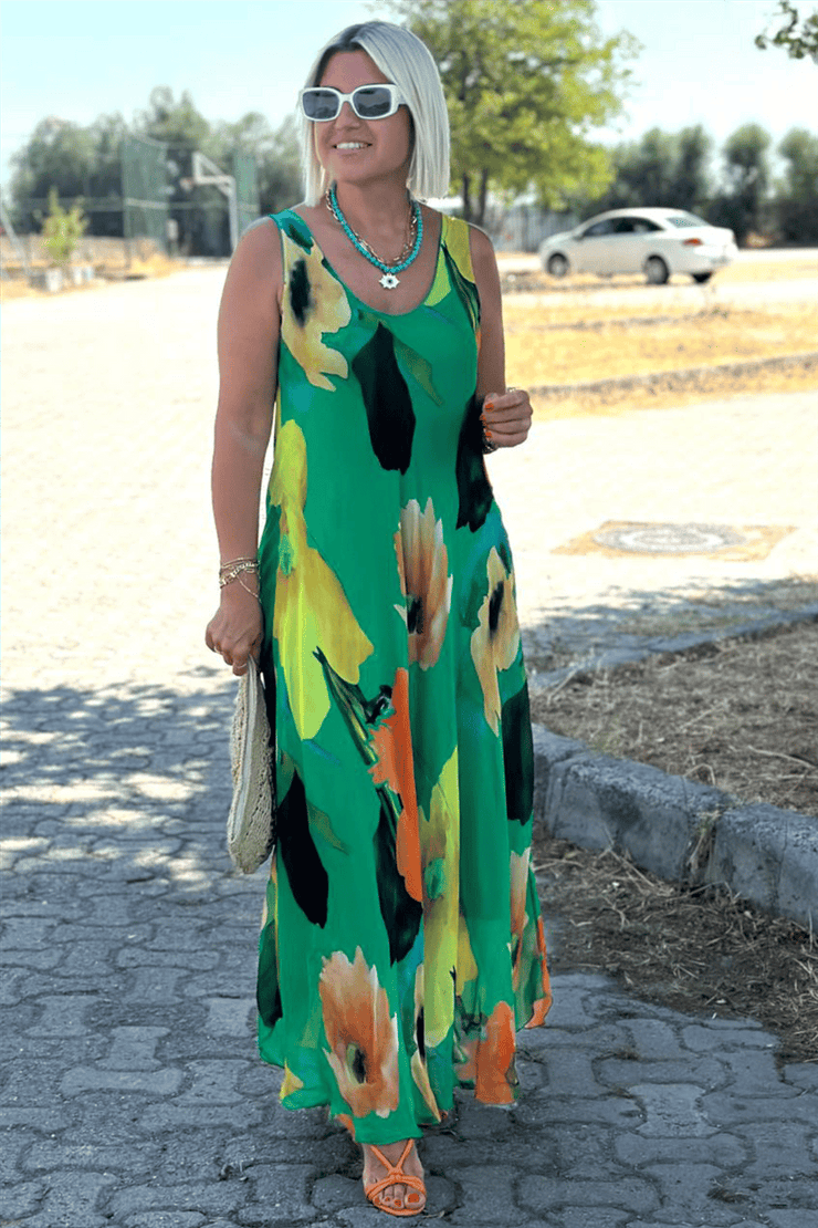 Gėlių rašto maxi suknelė