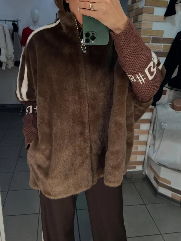 Moteriškas minkštas laisvalaikio paltas su apykakle