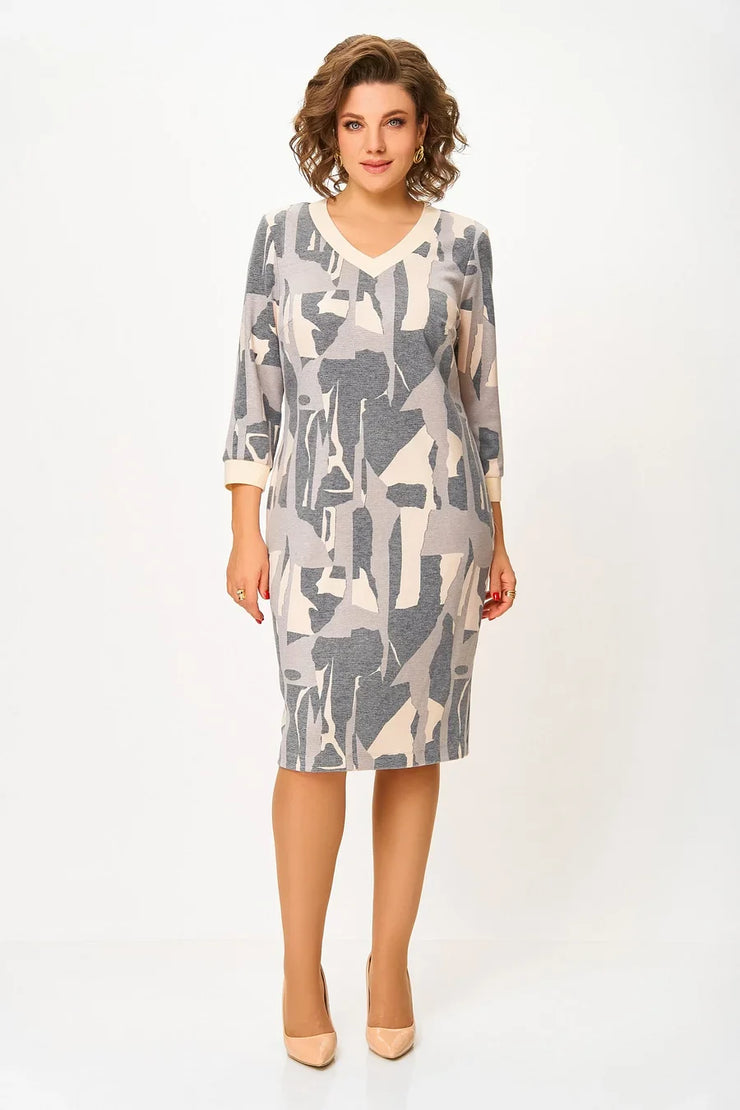 Elegantiška, klasikinė, marga suknelė