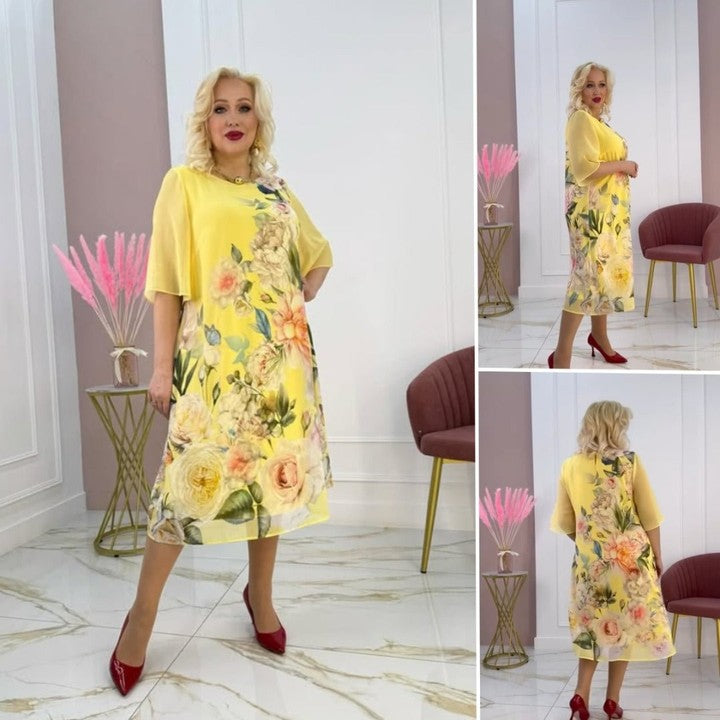 Vasarinė suknelė moterims su gėlių raštu