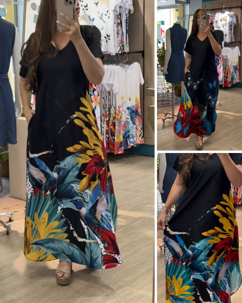 Drugeliais marginta ilga suknelė