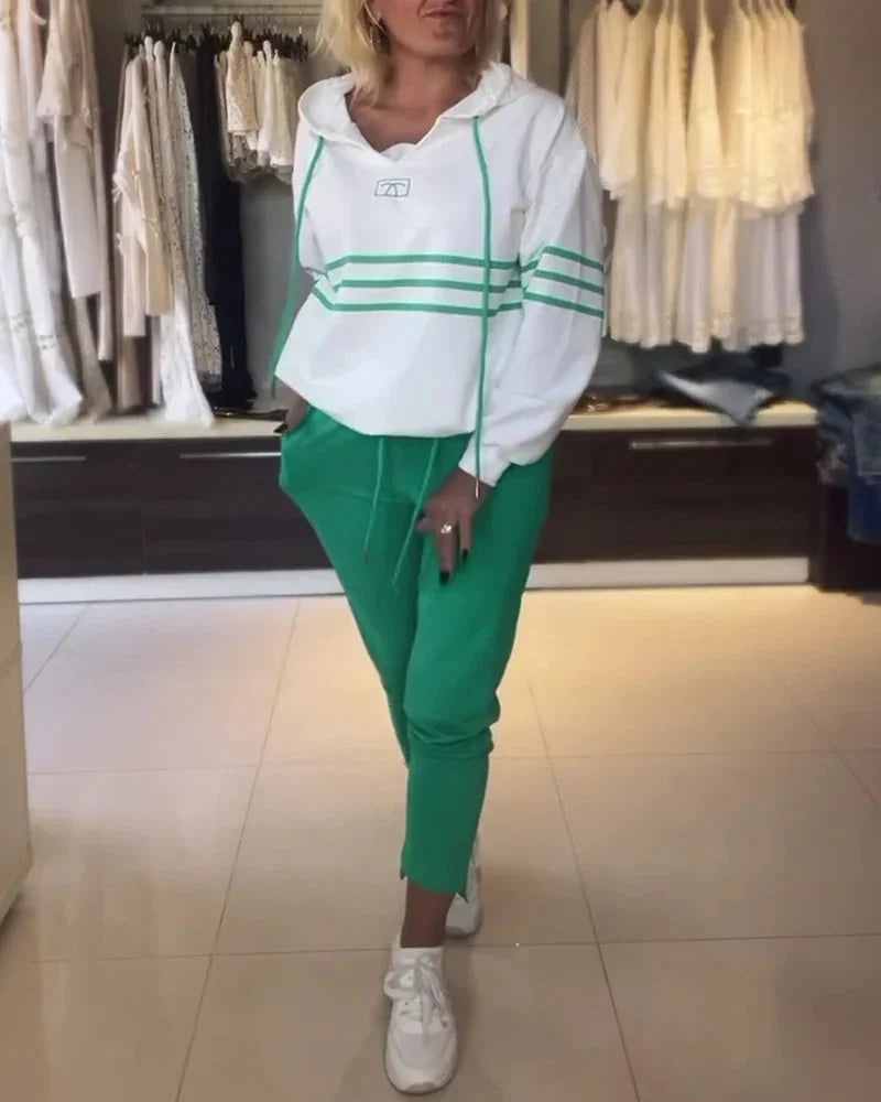 Dviejų dalių komplektas su dryžuotu viršumi