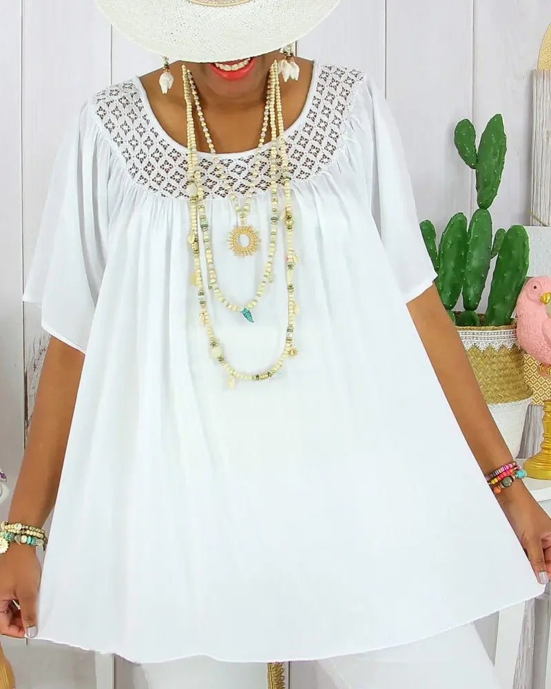 Moteriška palaidinė su nėriniais (yra dideli dydžiai)