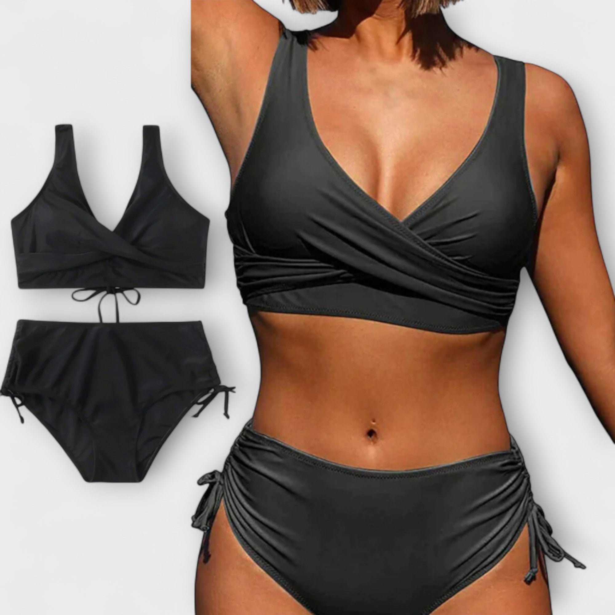Moteriškas stilingas dviejų dalių bikinis