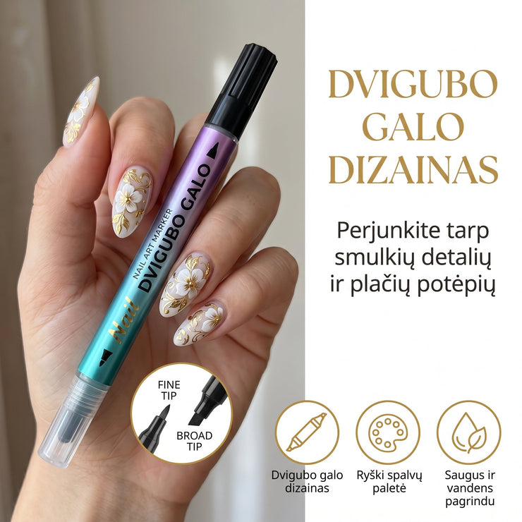 Dvipusis nagų dailės žymeklių rinkinys