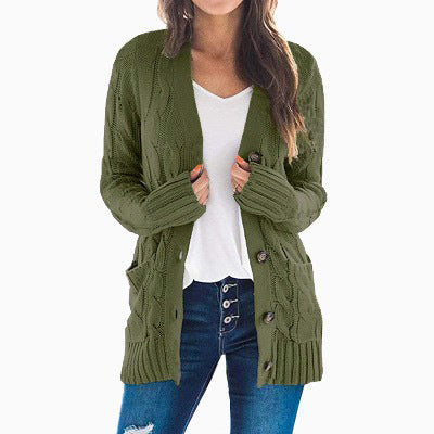 Moteriškas rudeninis megztinis midi modelio