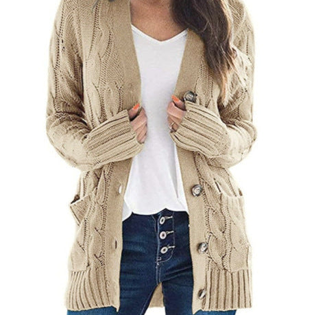 Moteriškas rudeninis megztinis midi modelio