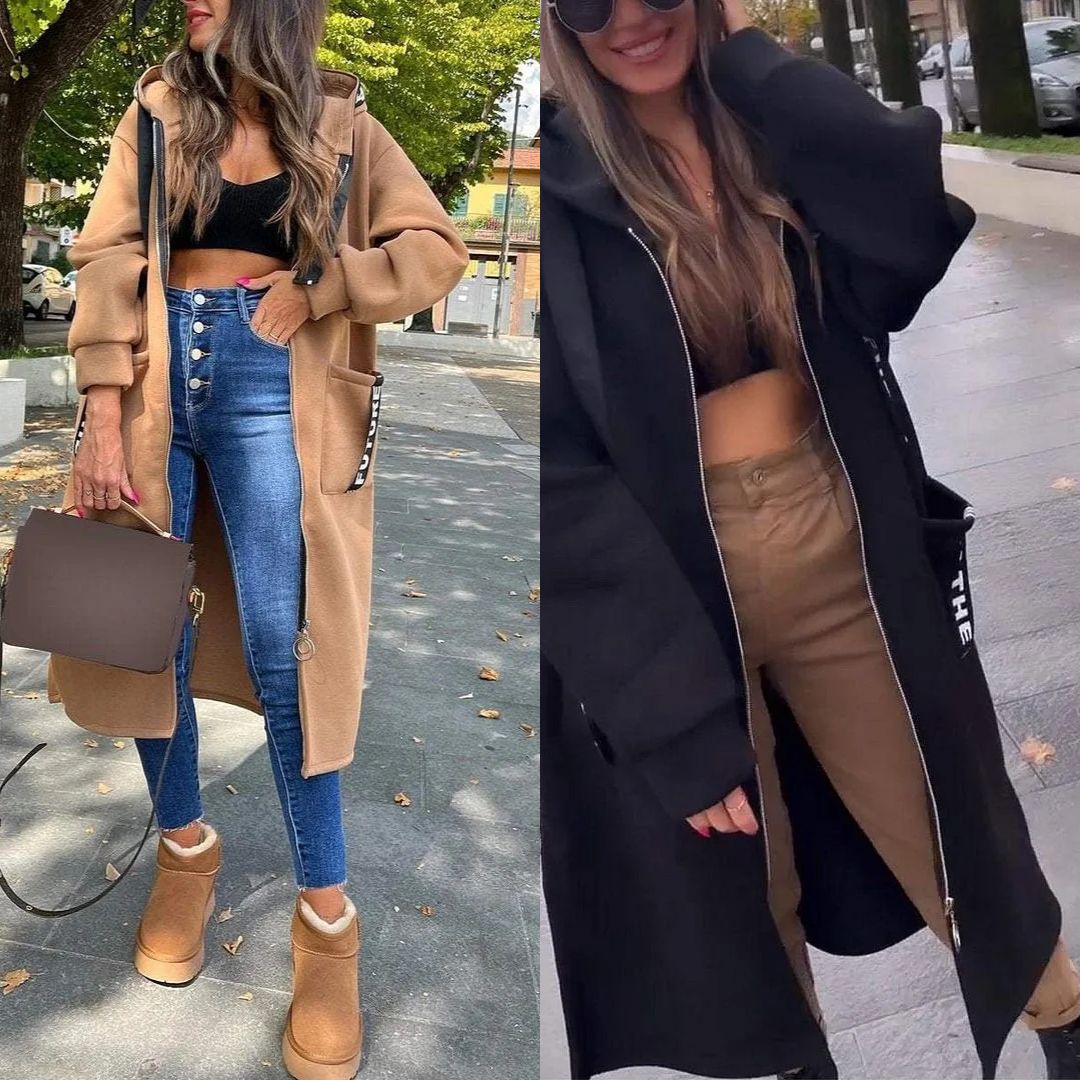 🍂Moteriškas ilgas kardiganas su gobtuvu