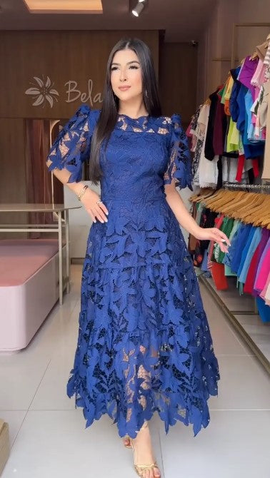 Puošni mėlyna suknelė