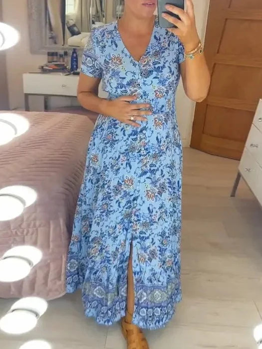 Laisva suknelė su gėlių raštu