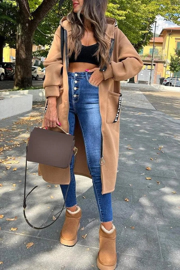 🍂Moteriškas ilgas kardiganas su gobtuvu