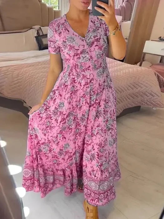 Laisva suknelė su gėlių raštu