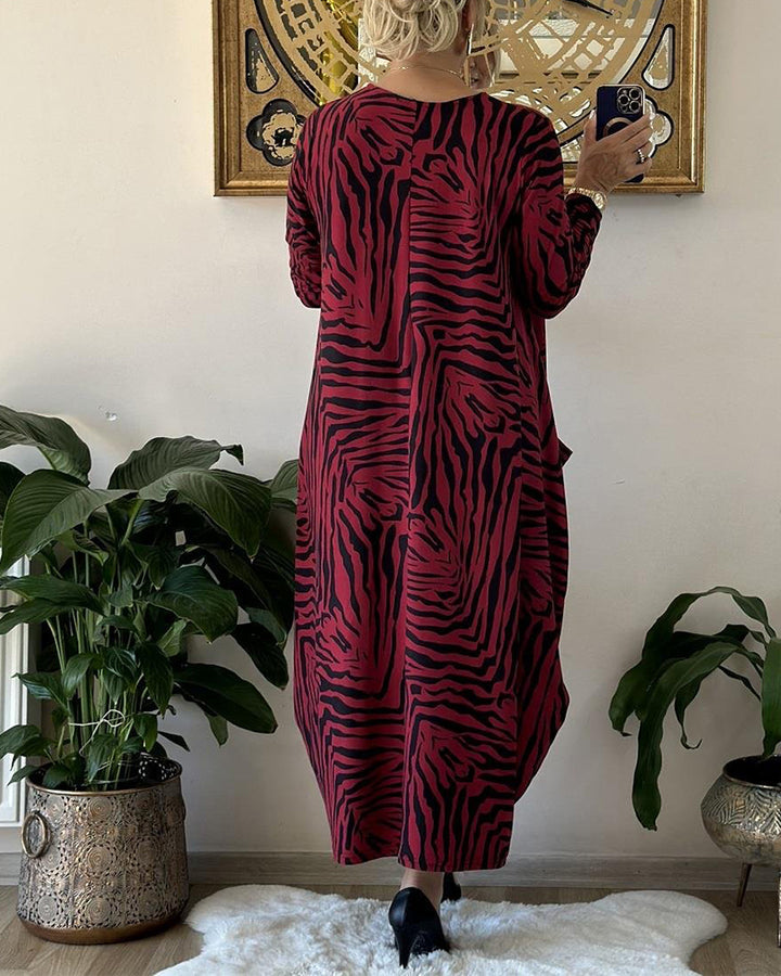 Leopardo rašto ilga suknelė