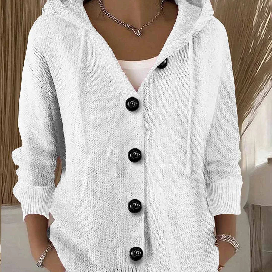 Rudeninis vienspalvis megztinis ilgomis rankovėmis