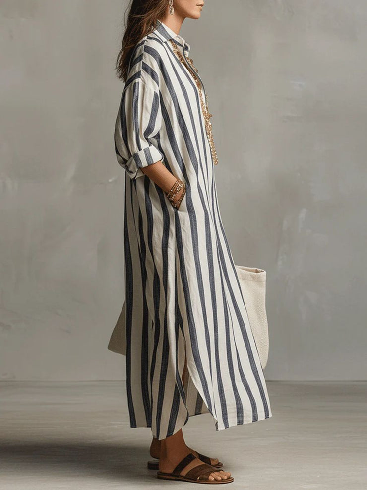 Elegantiška dryžuota suknelė