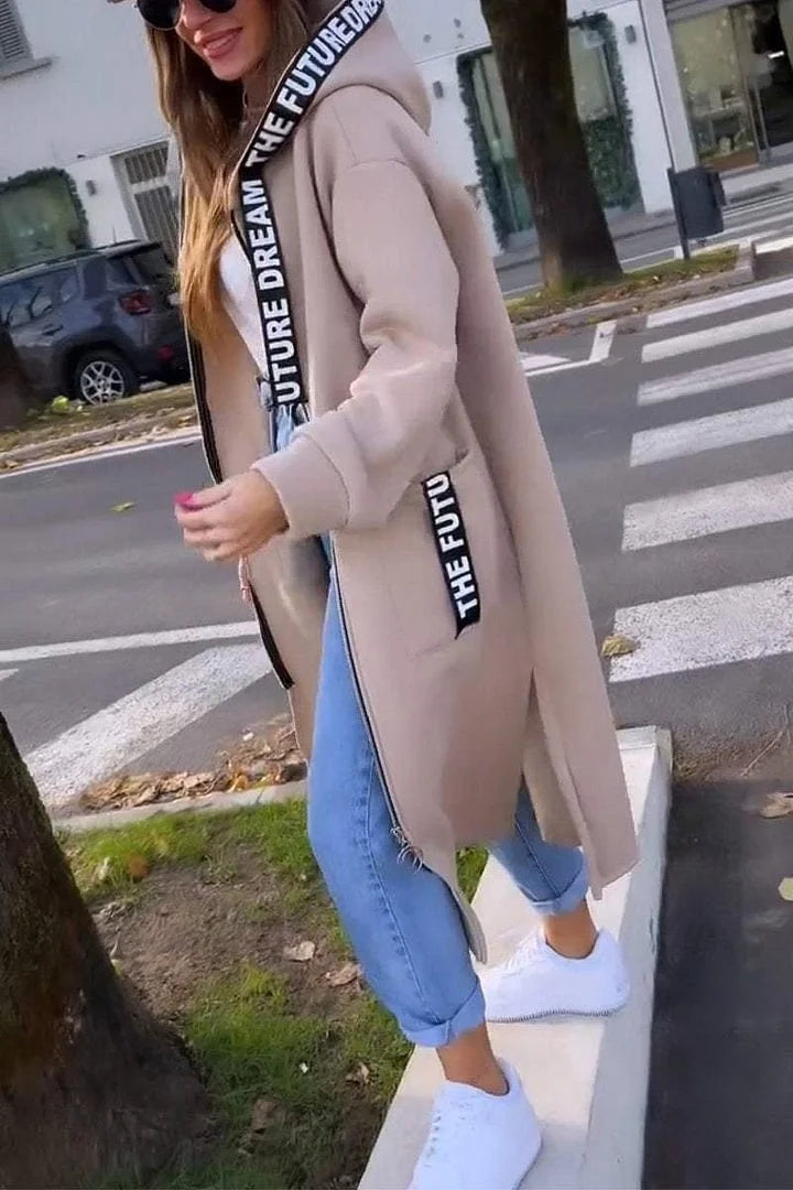 🍂Moteriškas ilgas kardiganas su gobtuvu