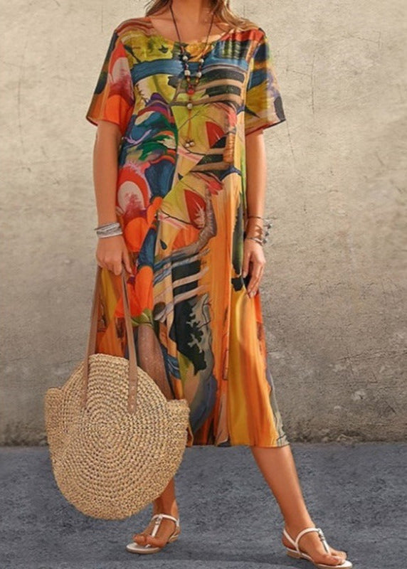 Madinga suknelė su laisvalaikio raštu